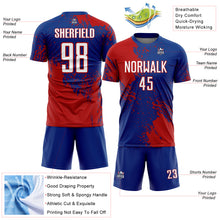 Load image into Gallery viewer, Custom Royal White-Red Abstract Brush Stroke Sports Sublimation Soccer Uniform Jersey
