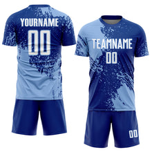 Charger l'image dans la galerie, Custom Royal White-Light Blue Abstract Brush Stroke Sports Sublimation Soccer Uniform Jersey
