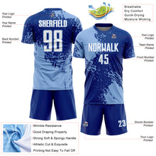 Charger l'image dans la galerie, Custom Royal White-Light Blue Abstract Brush Stroke Sports Sublimation Soccer Uniform Jersey
