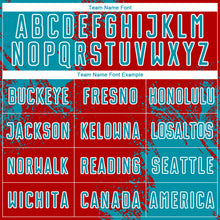 Load image into Gallery viewer, Custom Red Teal-White Abstract Brush Stroke Sports Sublimation Soccer Uniform Jersey
