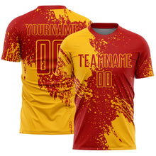 Загрузить изображение в средство просмотра галереи, Custom Red Gold Abstract Brush Stroke Sports Sublimation Soccer Uniform Jersey
