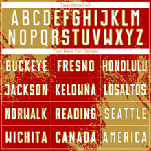 Load image into Gallery viewer, Custom Red White-Old Gold Abstract Brush Stroke Sports Sublimation Soccer Uniform Jersey
