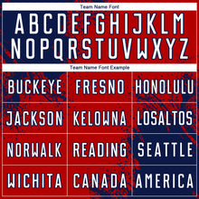 Load image into Gallery viewer, Custom Red White-Navy Abstract Brush Stroke Sports Sublimation Soccer Uniform Jersey
