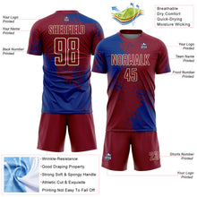 Загрузить изображение в средство просмотра галереи, Custom Crimson Royal-Cream Abstract Brush Stroke Sports Sublimation Soccer Uniform Jersey
