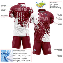 Загрузить изображение в средство просмотра галереи, Custom Crimson White Abstract Brush Stroke Sports Sublimation Soccer Uniform Jersey

