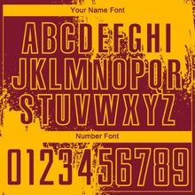 Загрузить изображение в средство просмотра галереи, Custom Crimson Gold Abstract Brush Stroke Sports Sublimation Soccer Uniform Jersey
