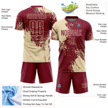 Загрузить изображение в средство просмотра галереи, Custom Crimson Cream Abstract Brush Stroke Sports Sublimation Soccer Uniform Jersey

