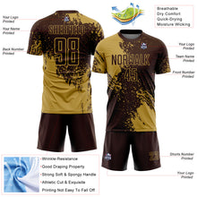 Load image into Gallery viewer, Custom Brown Old Gold Abstract Brush Stroke Sports Sublimation Soccer Uniform Jersey
