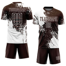 Laden Sie das Bild in den Galerie-Viewer, Custom Brown White Abstract Brush Stroke Sports Sublimation Soccer Uniform Jersey
