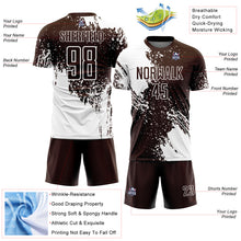 Laden Sie das Bild in den Galerie-Viewer, Custom Brown White Abstract Brush Stroke Sports Sublimation Soccer Uniform Jersey

