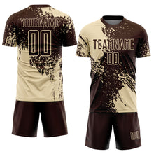 Загрузить изображение в средство просмотра галереи, Custom Brown Cream Abstract Brush Stroke Sports Sublimation Soccer Uniform Jersey
