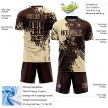 Загрузить изображение в средство просмотра галереи, Custom Brown Cream Abstract Brush Stroke Sports Sublimation Soccer Uniform Jersey
