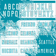 Charger l'image dans la galerie, Custom White Teal Abstract Brush Stroke Sports Sublimation Soccer Uniform Jersey
