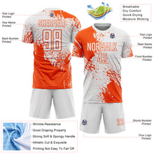Charger l'image dans la galerie, Custom White Orange Abstract Brush Stroke Sports Sublimation Soccer Uniform Jersey
