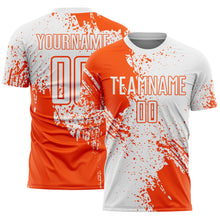 Charger l'image dans la galerie, Custom White Orange Abstract Brush Stroke Sports Sublimation Soccer Uniform Jersey

