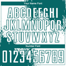 Charger l'image dans la galerie, Custom White Teal Abstract Brush Stroke Sports Sublimation Soccer Uniform Jersey
