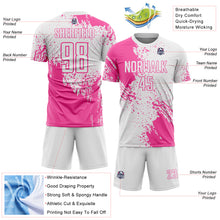 Загрузить изображение в средство просмотра галереи, Custom White Pink Abstract Brush Stroke Sports Sublimation Soccer Uniform Jersey
