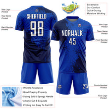 Загрузить изображение в средство просмотра галереи, Custom Thunder Blue White-Navy Abstract Brush Stroke Sports Sublimation Soccer Uniform Jersey
