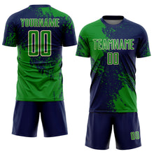 Загрузить изображение в средство просмотра галереи, Custom Navy Grass Green-Cream Abstract Brush Stroke Sports Sublimation Soccer Uniform Jersey
