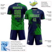Загрузить изображение в средство просмотра галереи, Custom Navy Grass Green-Cream Abstract Brush Stroke Sports Sublimation Soccer Uniform Jersey
