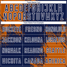 Загрузить изображение в средство просмотра галереи, Custom Navy Texas Orange-White Abstract Brush Stroke Sports Sublimation Soccer Uniform Jersey

