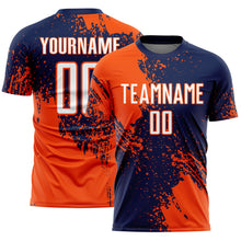 Загрузить изображение в средство просмотра галереи, Custom Navy White-Orange Abstract Brush Stroke Sports Sublimation Soccer Uniform Jersey
