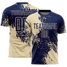 Загрузить изображение в средство просмотра галереи, Custom Navy Cream Abstract Brush Stroke Sports Sublimation Soccer Uniform Jersey

