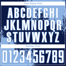 Загрузить изображение в средство просмотра галереи, Custom Navy White-Light Blue Abstract Brush Stroke Sports Sublimation Soccer Uniform Jersey
