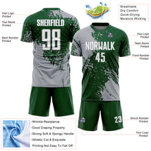 Загрузить изображение в средство просмотра галереи, Custom Green White-Gray Abstract Brush Stroke Sports Sublimation Soccer Uniform Jersey
