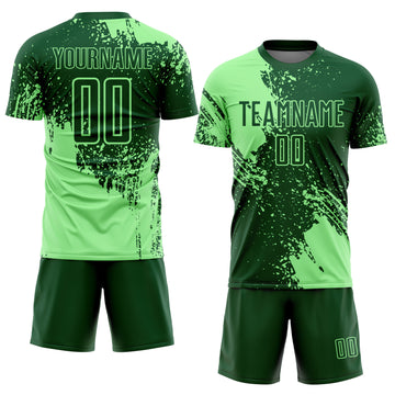 Custom Green Pea Green Abstract Brush Stroke Sports Sublimation Soccer Uniform Jersey