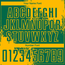 Загрузить изображение в средство просмотра галереи, Custom Kelly Green Gold Abstract Brush Stroke Sports Sublimation Soccer Uniform Jersey
