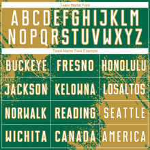 Загрузить изображение в средство просмотра галереи, Custom Kelly Green White-Old Gold Abstract Brush Stroke Sports Sublimation Soccer Uniform Jersey
