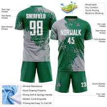 Загрузить изображение в средство просмотра галереи, Custom Kelly Green White-Gray Abstract Brush Stroke Sports Sublimation Soccer Uniform Jersey
