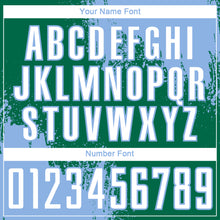 Загрузить изображение в средство просмотра галереи, Custom Kelly Green White-Light Blue Abstract Brush Stroke Sports Sublimation Soccer Uniform Jersey
