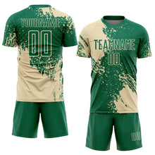 Загрузить изображение в средство просмотра галереи, Custom Kelly Green Cream Abstract Brush Stroke Sports Sublimation Soccer Uniform Jersey
