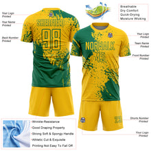 Загрузить изображение в средство просмотра галереи, Custom Yellow Kelly Green Abstract Brush Stroke Sports Sublimation Soccer Uniform Jersey

