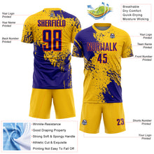 Загрузить изображение в средство просмотра галереи, Custom Yellow Dark Purple-Orange Abstract Brush Stroke Sports Sublimation Soccer Uniform Jersey
