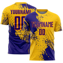 Загрузить изображение в средство просмотра галереи, Custom Yellow Dark Purple-Orange Abstract Brush Stroke Sports Sublimation Soccer Uniform Jersey
