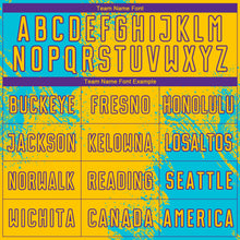 Загрузить изображение в средство просмотра галереи, Custom Yellow Lakes Blue-Purple Abstract Brush Stroke Sports Sublimation Soccer Uniform Jersey
