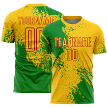 Загрузить изображение в средство просмотра галереи, Custom Yellow Grass Green-Red Abstract Brush Stroke Sports Sublimation Soccer Uniform Jersey
