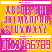 Загрузить изображение в средство просмотра галереи, Custom Yellow Deep Pink-White Abstract Brush Stroke Sports Sublimation Soccer Uniform Jersey
