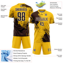 Загрузить изображение в средство просмотра галереи, Custom Yellow Brown-White Abstract Brush Stroke Sports Sublimation Soccer Uniform Jersey
