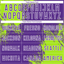 Load image into Gallery viewer, Custom Purple Neon Green-White Abstract Brush Stroke Sports Sublimation Soccer Uniform Jersey
