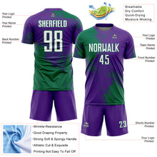 Charger l'image dans la galerie, Custom Purple White-Kelly Green Abstract Brush Stroke Sports Sublimation Soccer Uniform Jersey
