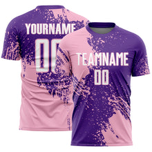 Charger l'image dans la galerie, Custom Purple White-Light Pink Abstract Brush Stroke Sports Sublimation Soccer Uniform Jersey
