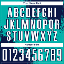 Load image into Gallery viewer, Custom Aqua White-Navy Abstract Brush Stroke Sports Sublimation Soccer Uniform Jersey
