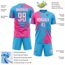 Load image into Gallery viewer, Custom Sky Blue White-Pink Abstract Brush Stroke Sports Sublimation Soccer Uniform Jersey
