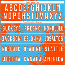 Load image into Gallery viewer, Custom Sky Blue White-Orange Abstract Brush Stroke Sports Sublimation Soccer Uniform Jersey
