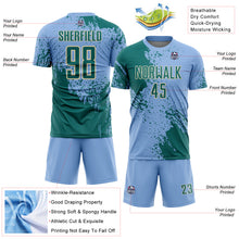 Загрузить изображение в средство просмотра галереи, Custom Light Blue Teal-Cream Abstract Brush Stroke Sports Sublimation Soccer Uniform Jersey
