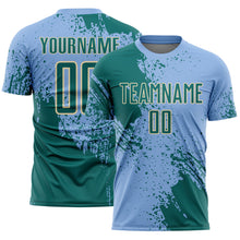 Загрузить изображение в средство просмотра галереи, Custom Light Blue Teal-Cream Abstract Brush Stroke Sports Sublimation Soccer Uniform Jersey
